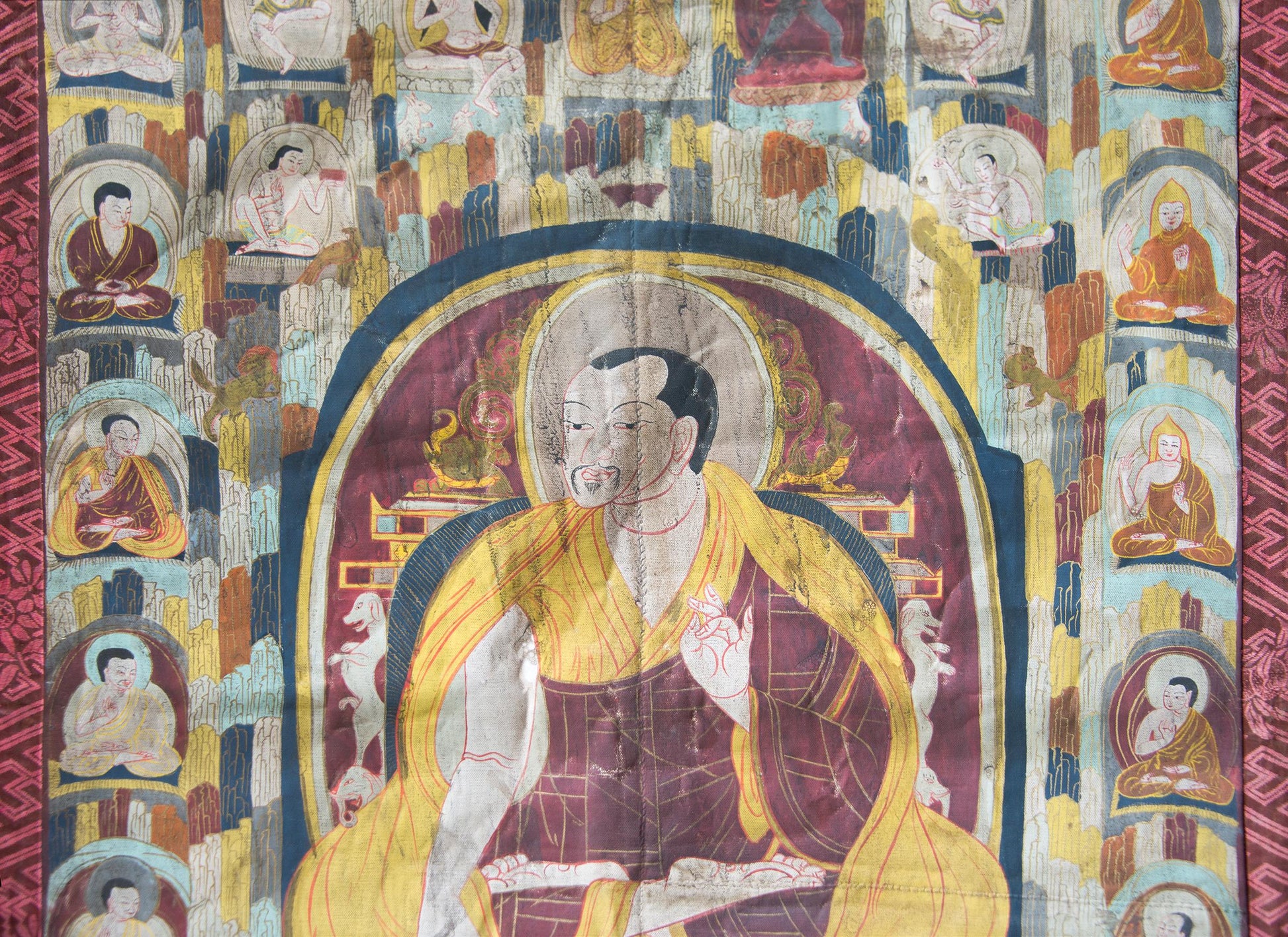 Late 19th Century Thangka with the Portrait of a Tibetan Monk  For Sale