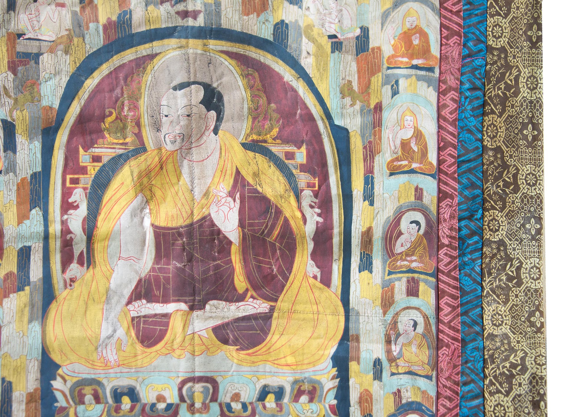 Late 19th Century Thangka with the Portrait of a Tibetan Monk  For Sale