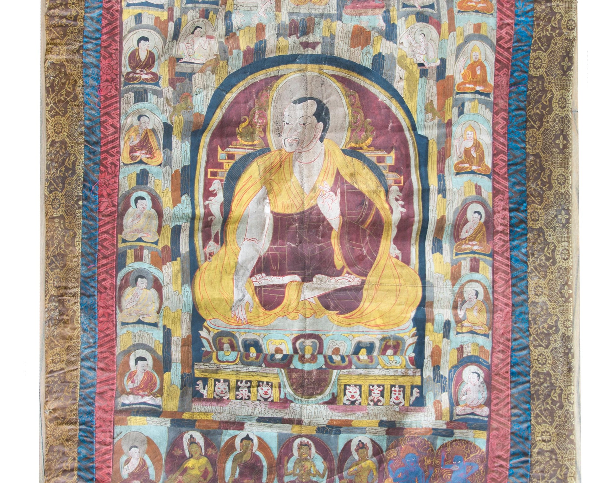 Late 19th Century Thangka with the Portrait of a Tibetan Monk  For Sale