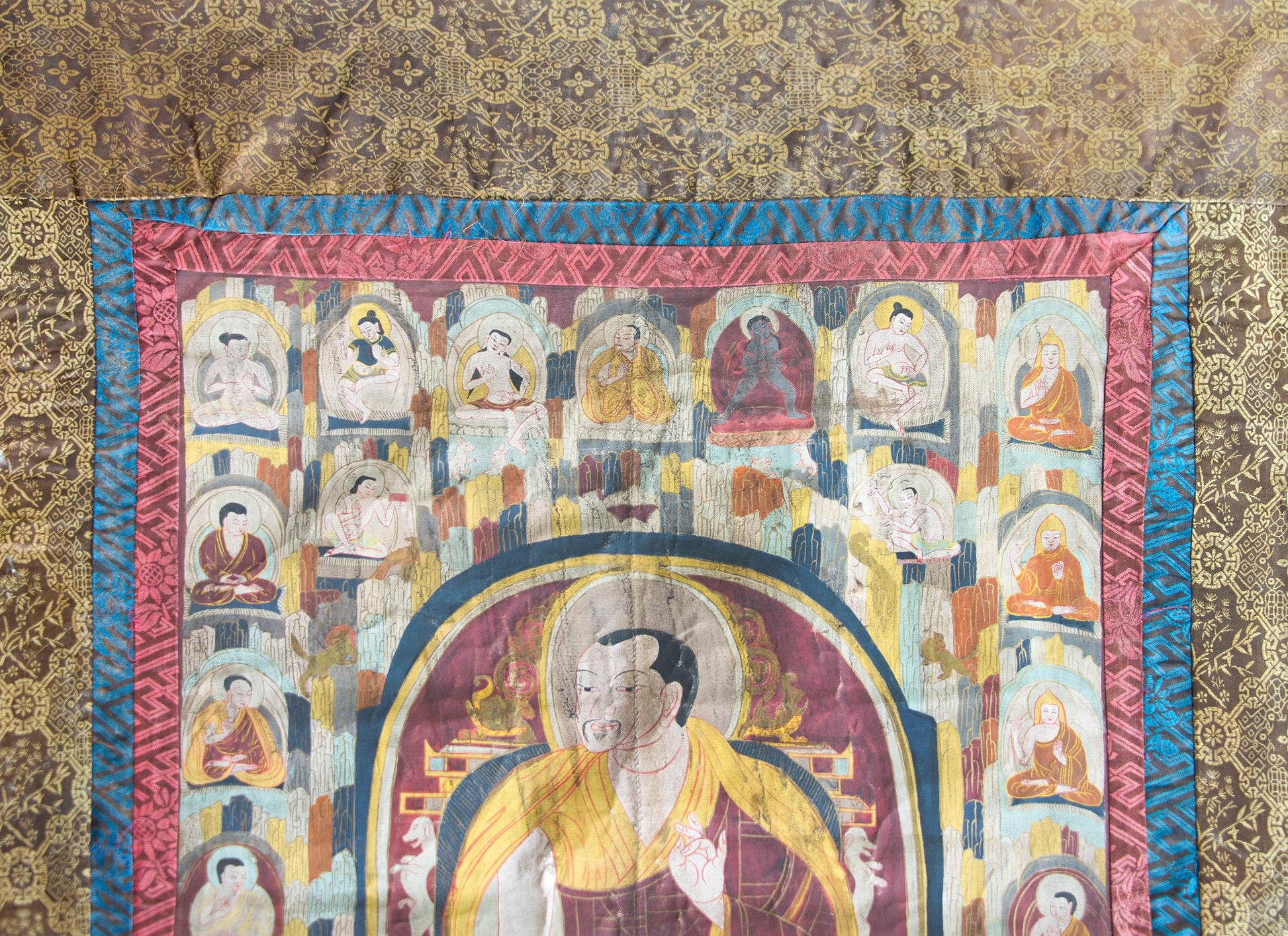 Late 19th Century Thangka with the Portrait of a Tibetan Monk  For Sale