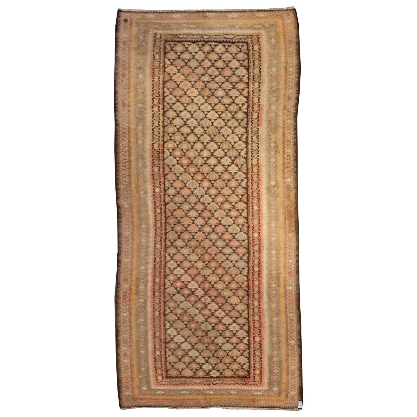 Exceptional Early 20th Century Qazvin Kilim Runner For Sale