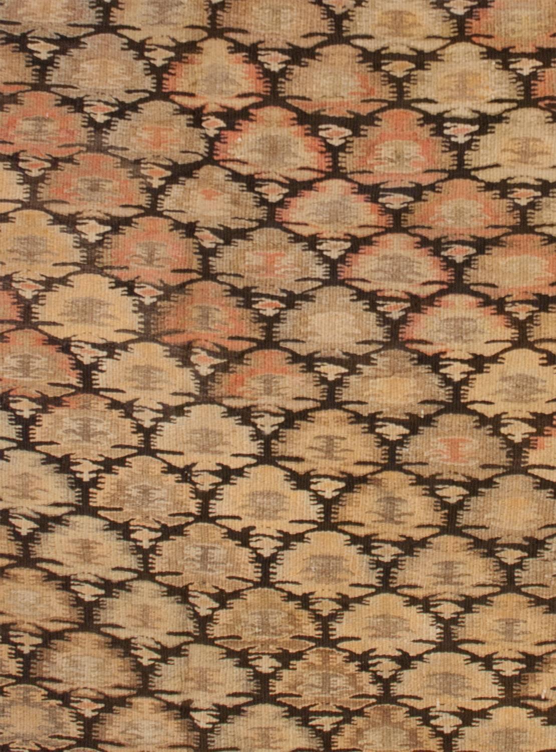 Exceptional Early 20th Century Qazvin Kilim Runner For Sale