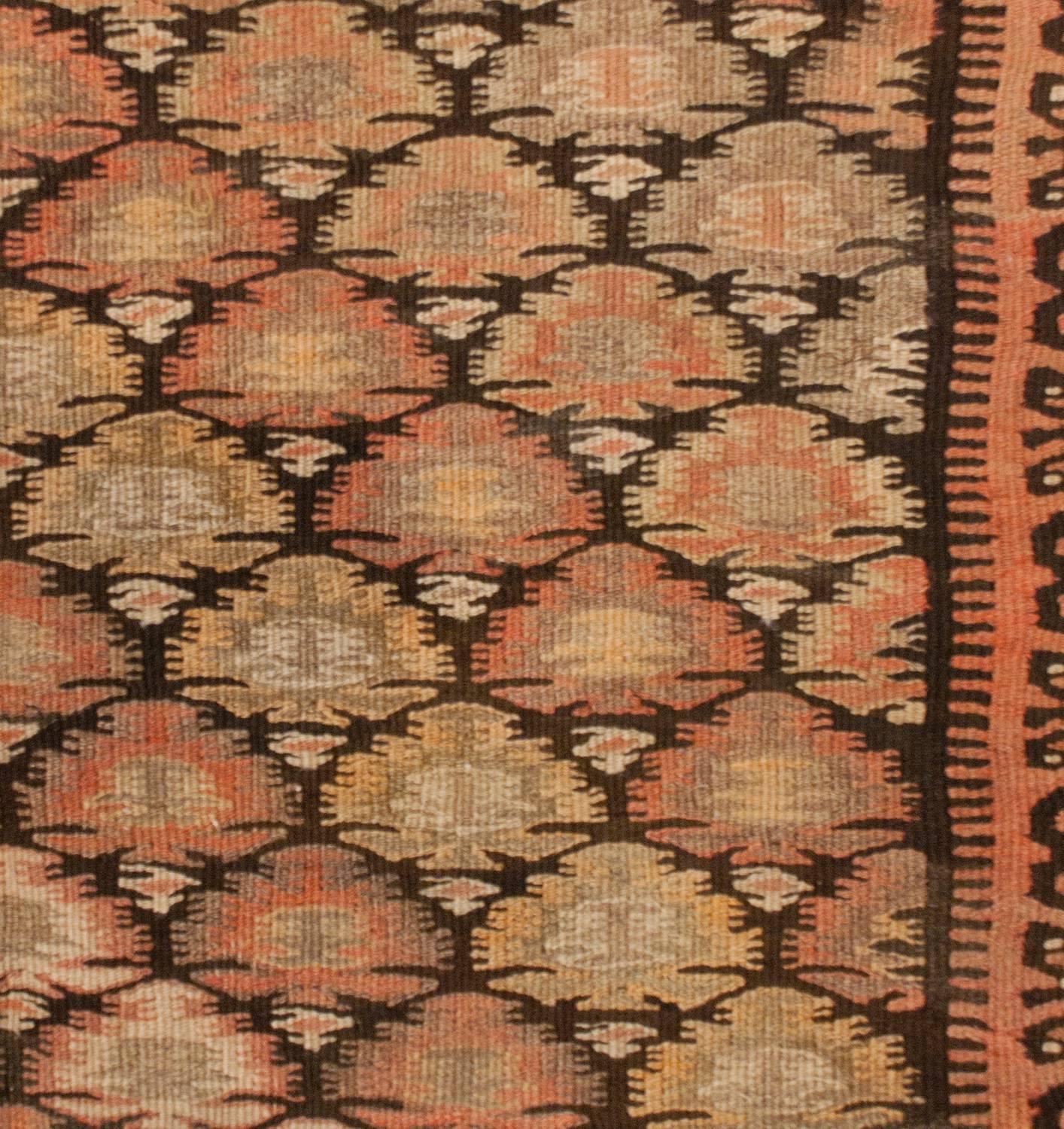 Exceptional Early 20th Century Qazvin Kilim Runner For Sale