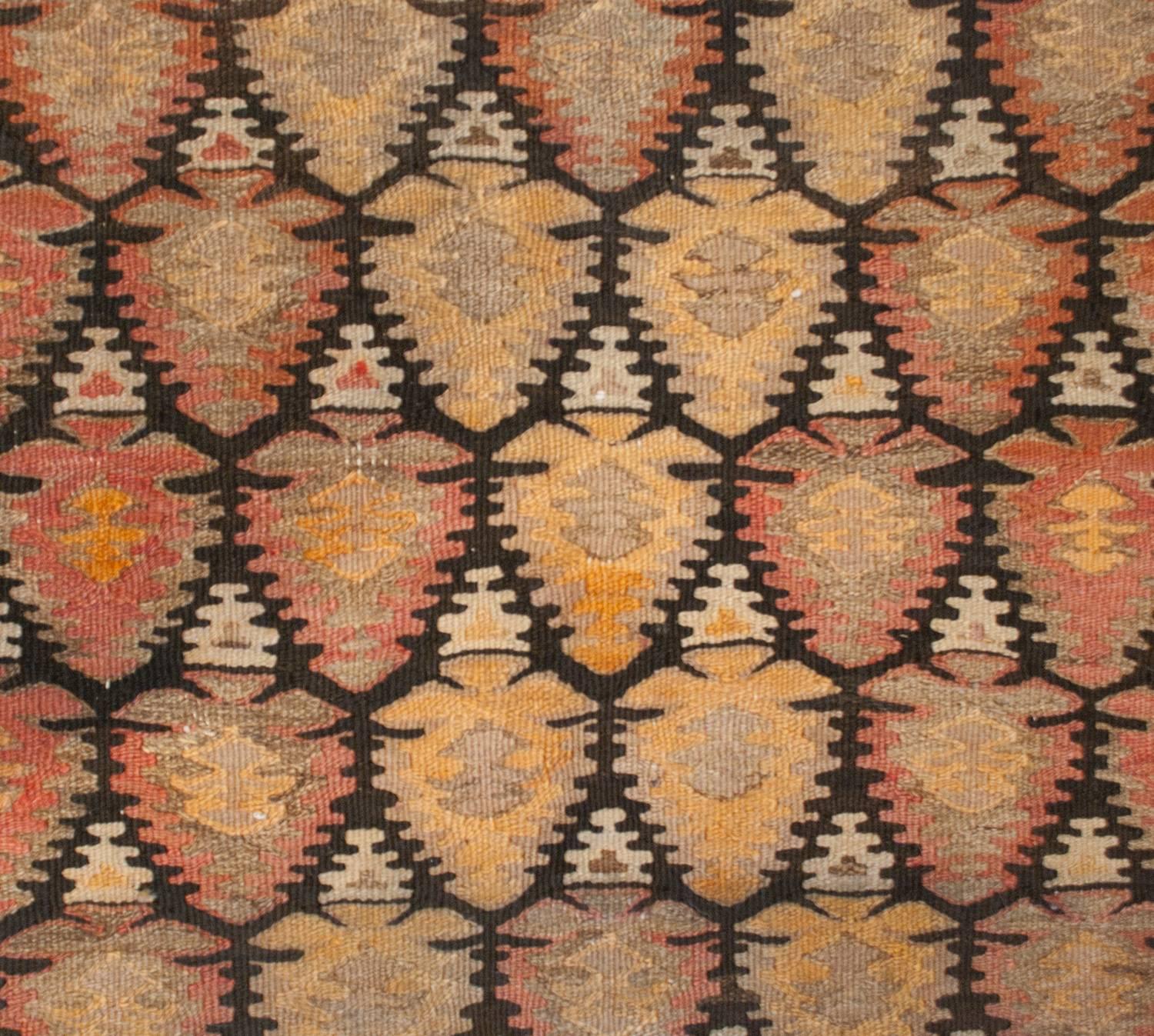 Early 20th Century Qazvin Kilim Runner For Sale