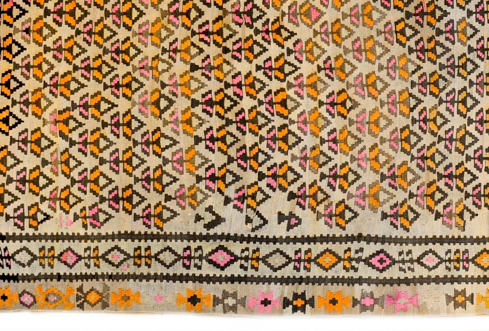 Exceptional Early 20th Century Qazvin Kilim Runner For Sale