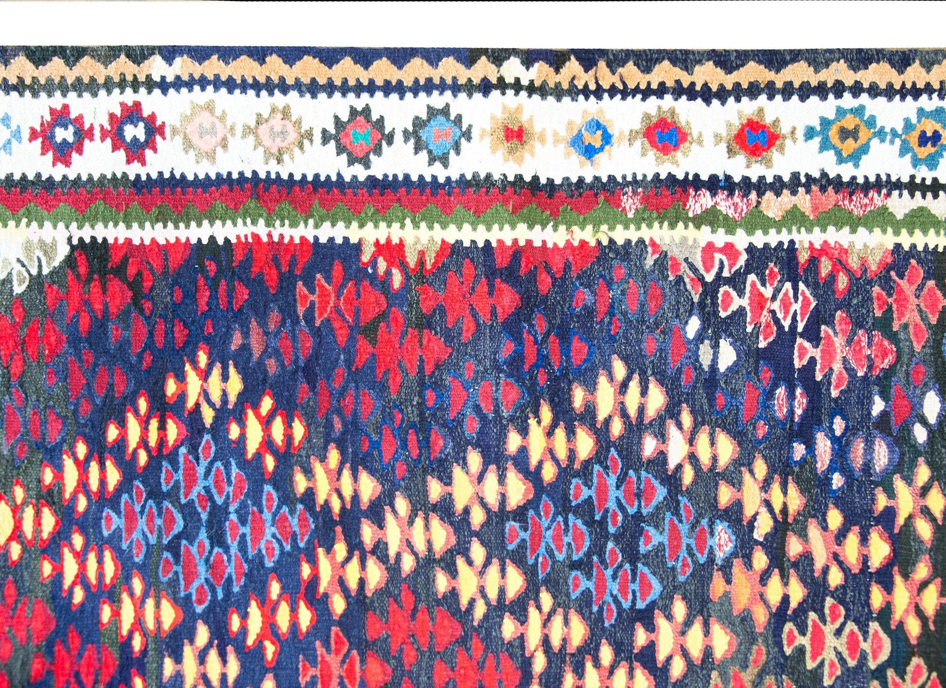 Vintage Persian Qazvin Kilim Rug For Sale