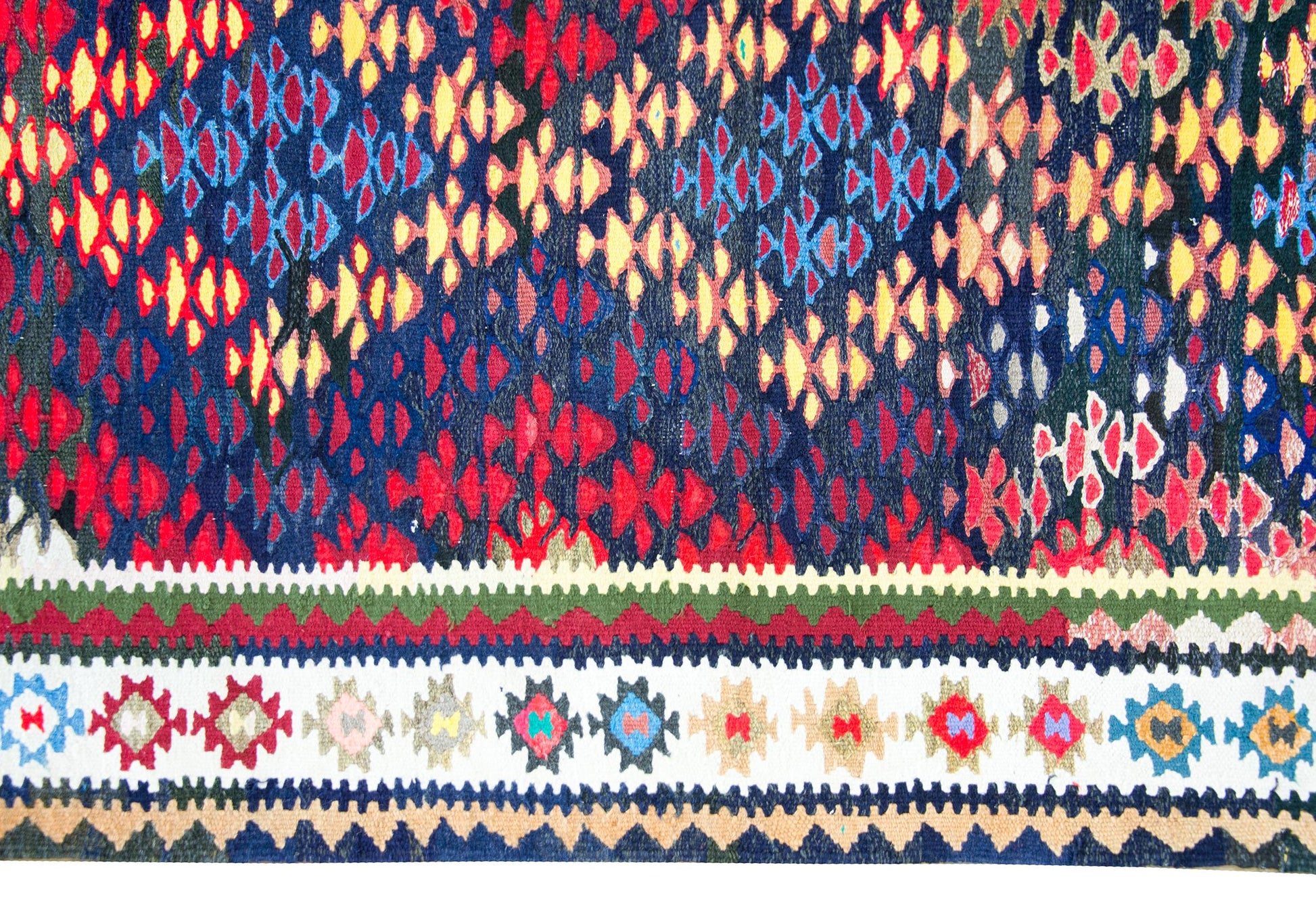 Vintage Persian Qazvin Kilim Rug For Sale