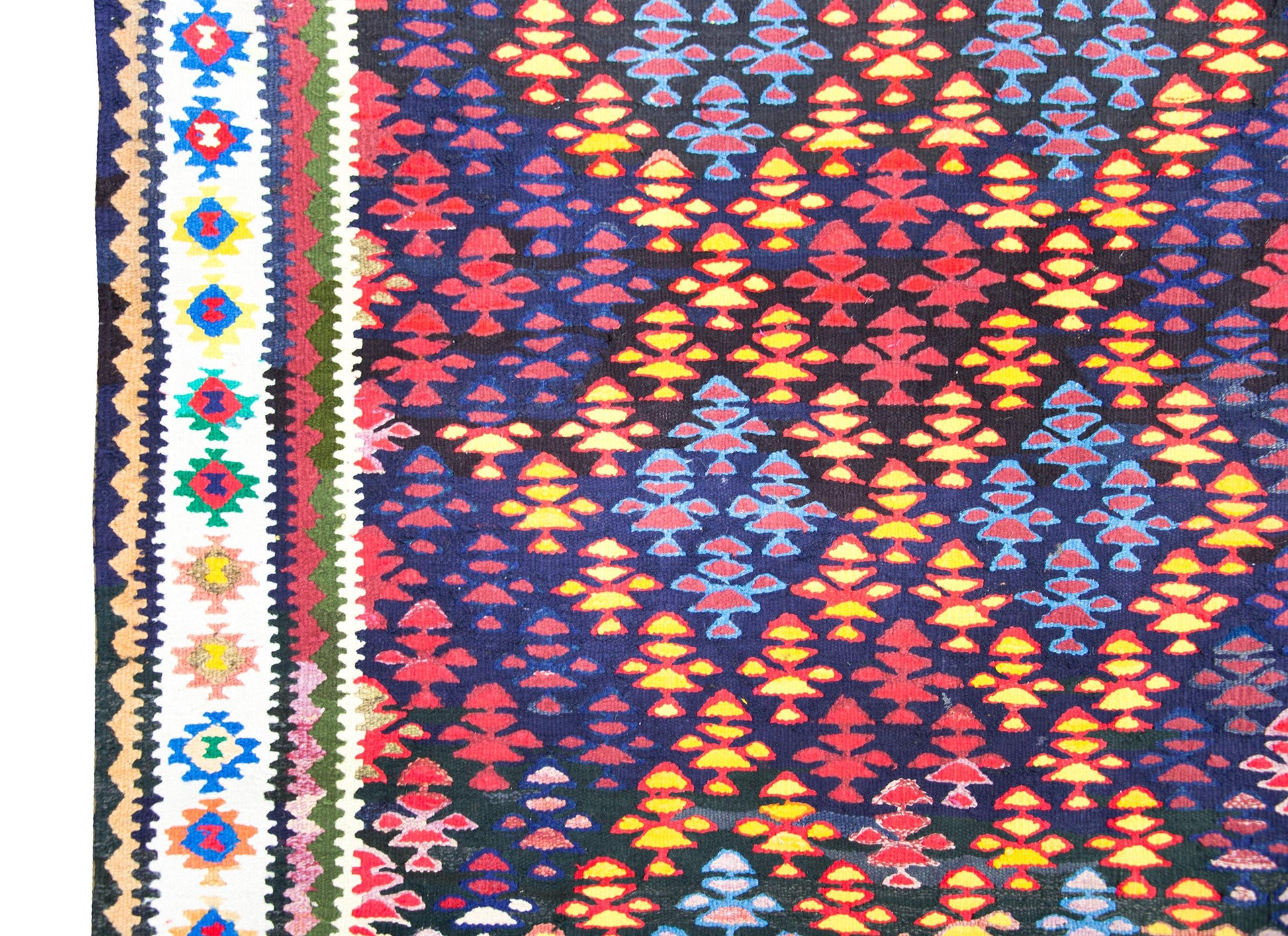 Vintage Persian Qazvin Kilim Rug For Sale