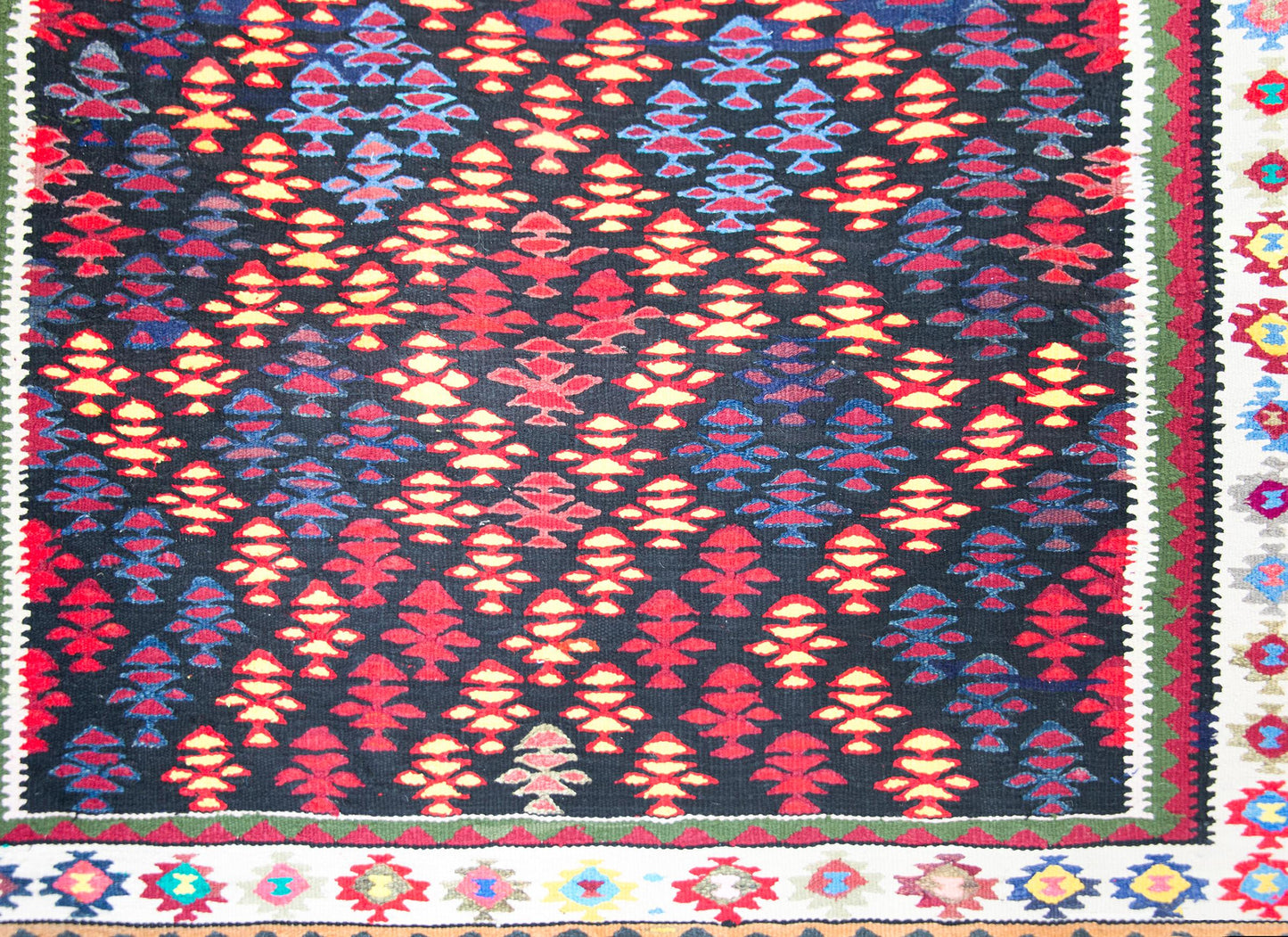Vintage Persian Qazvin Kilim Rug For Sale