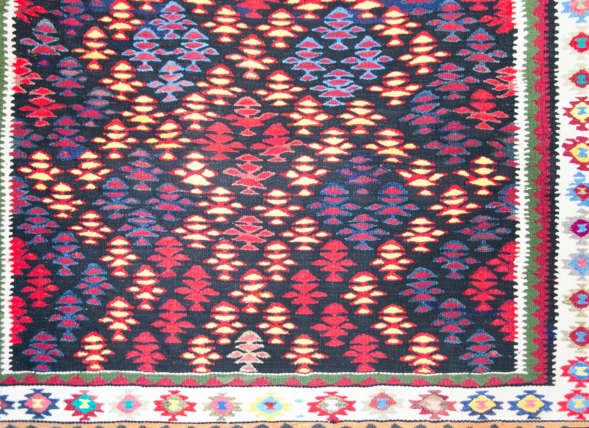 Vintage Persian Qazvin Kilim Rug For Sale