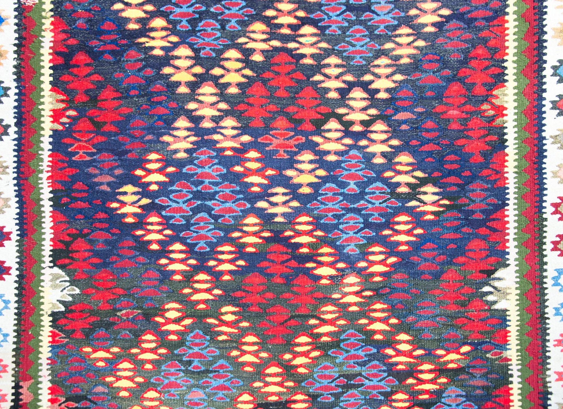 Vintage Persian Qazvin Kilim Rug For Sale