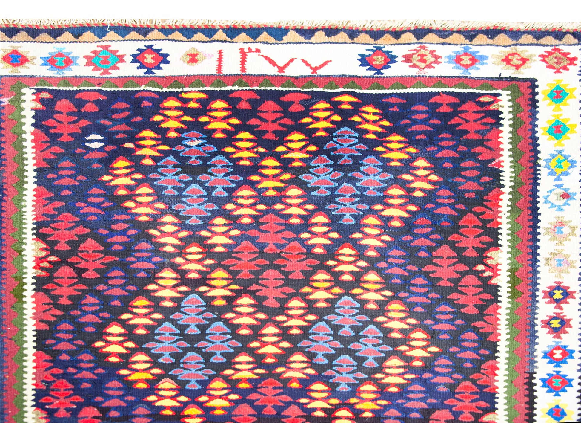 Vintage Persian Qazvin Kilim Rug For Sale