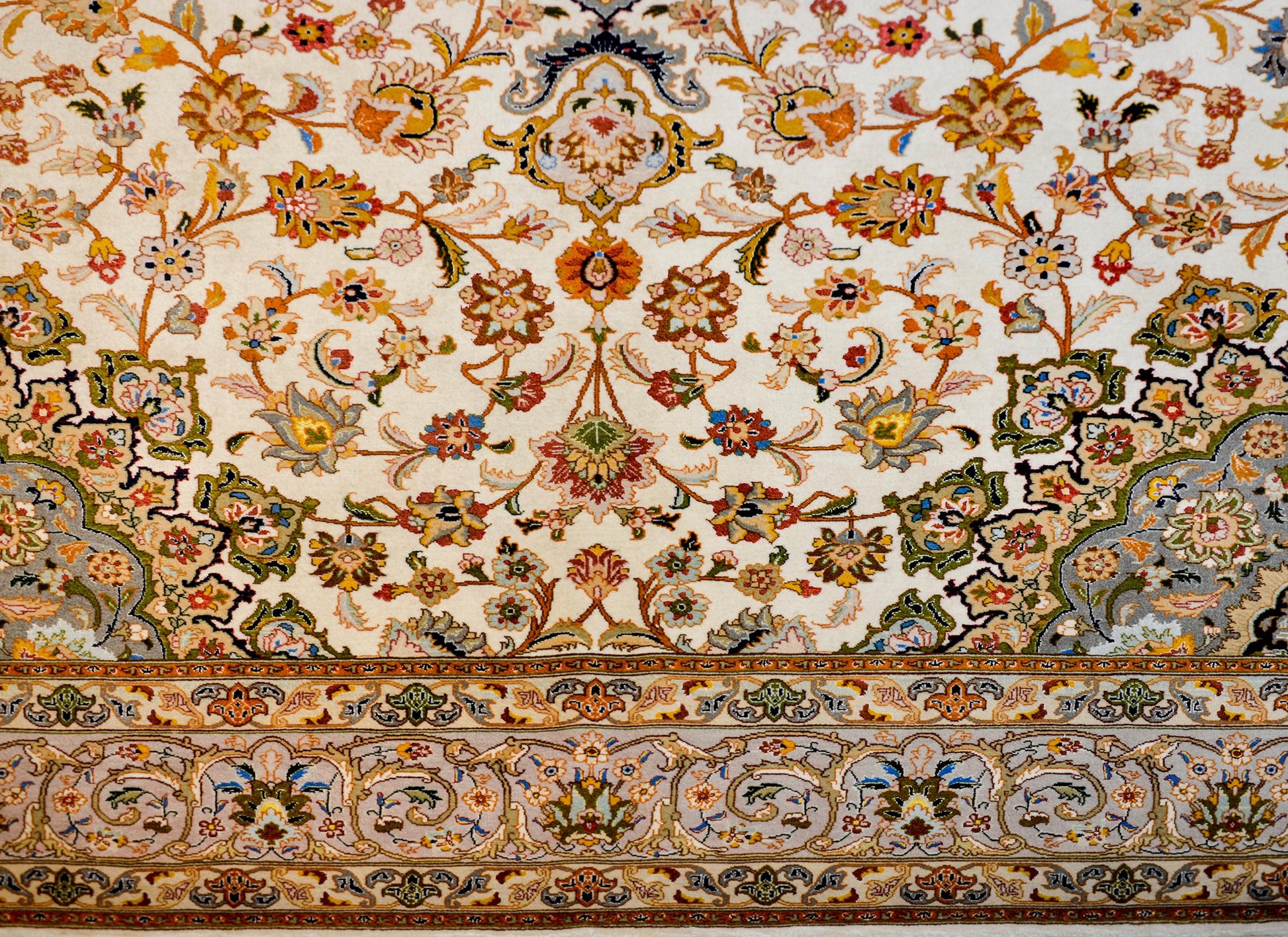Unbelievable Vintage Century Tabriz Silk Rug For Sale