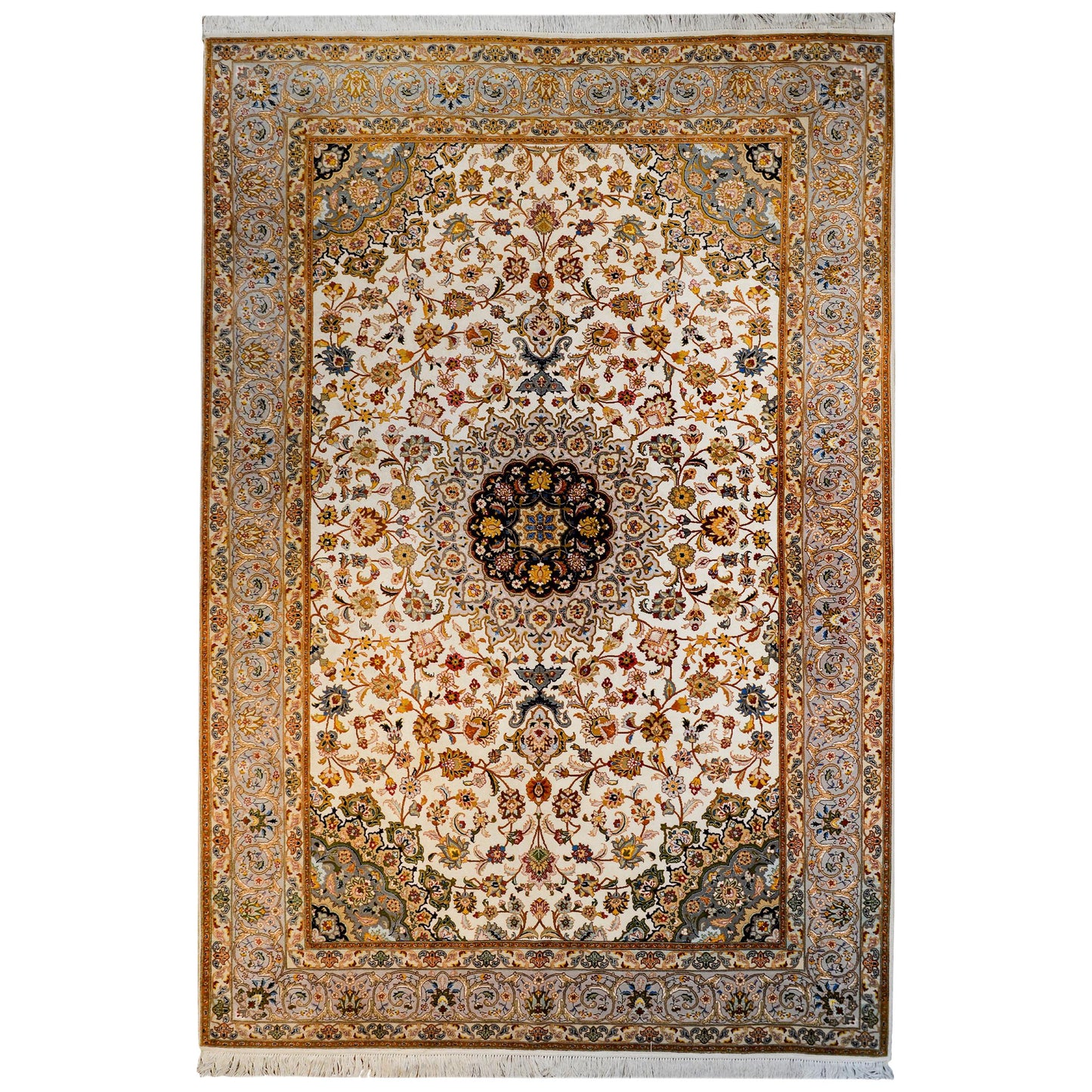 Unbelievable Vintage Century Tabriz Silk Rug For Sale