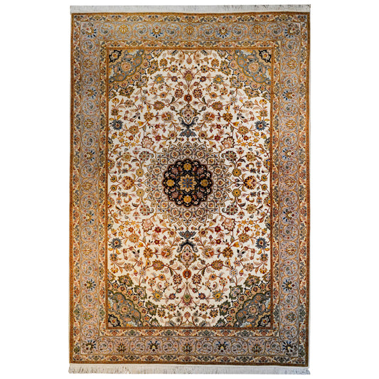 Unbelievable Vintage Century Tabriz Silk Rug For Sale