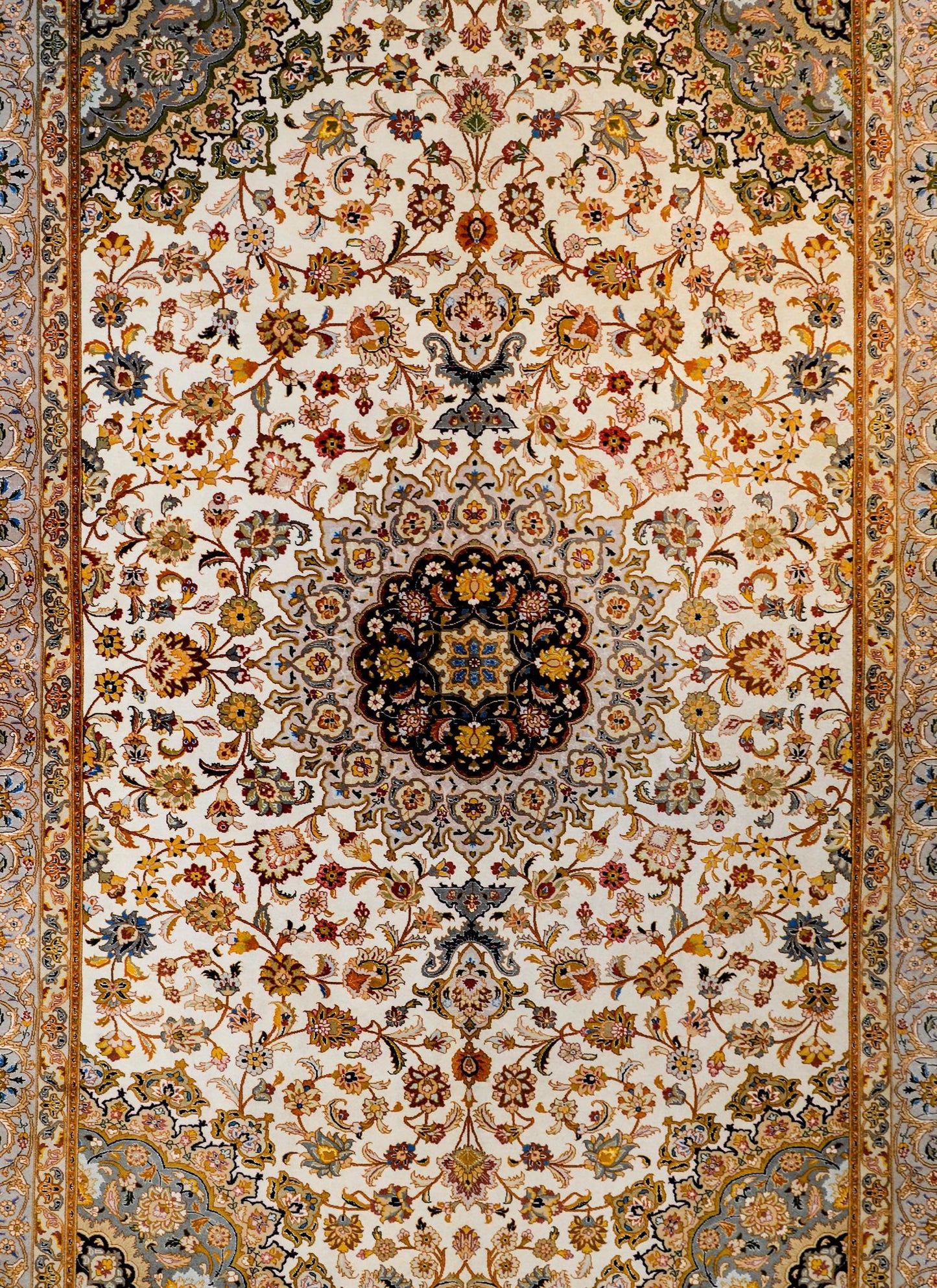 Unbelievable Vintage Century Tabriz Silk Rug For Sale