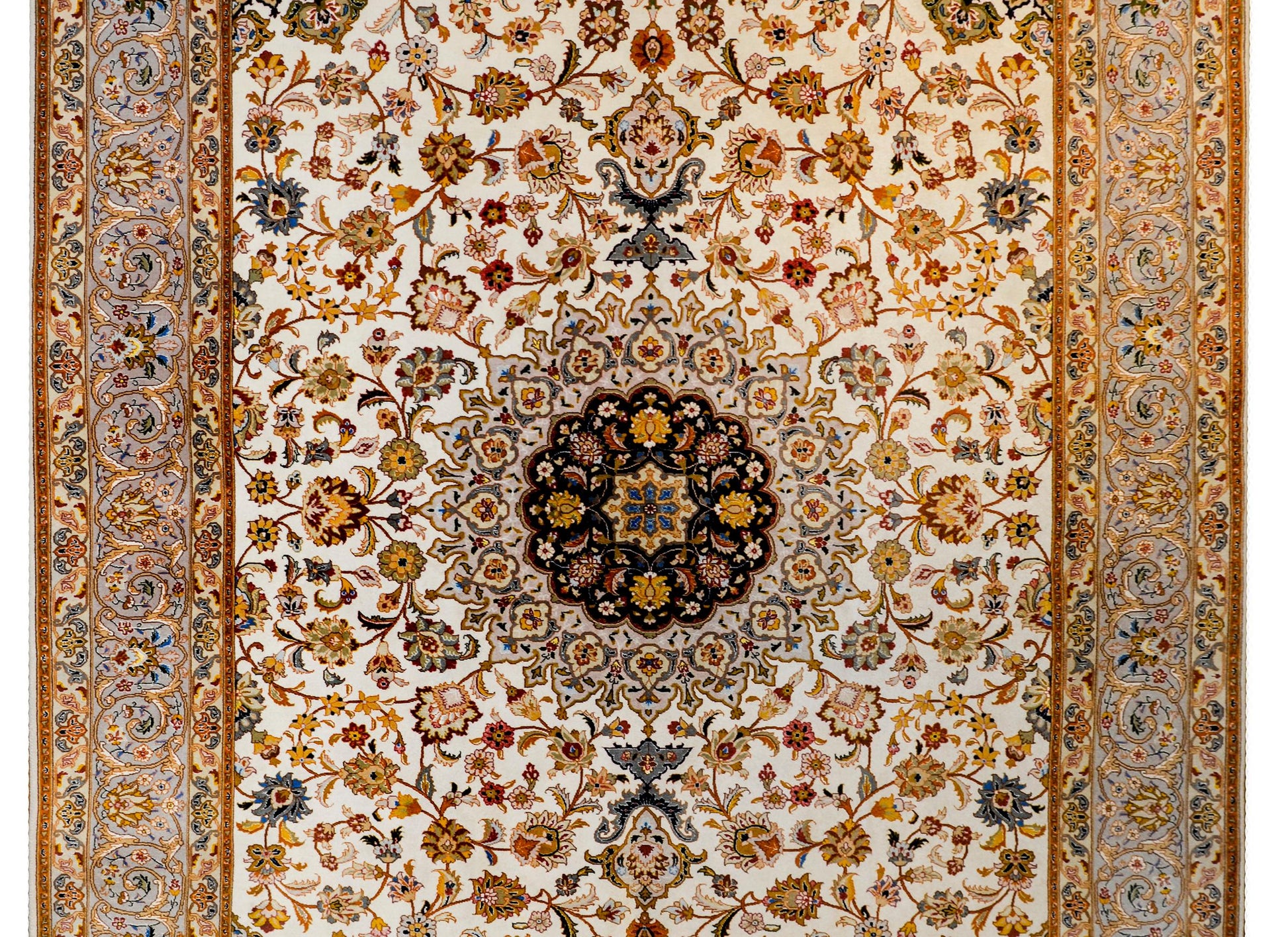 Unbelievable Vintage Century Tabriz Silk Rug For Sale