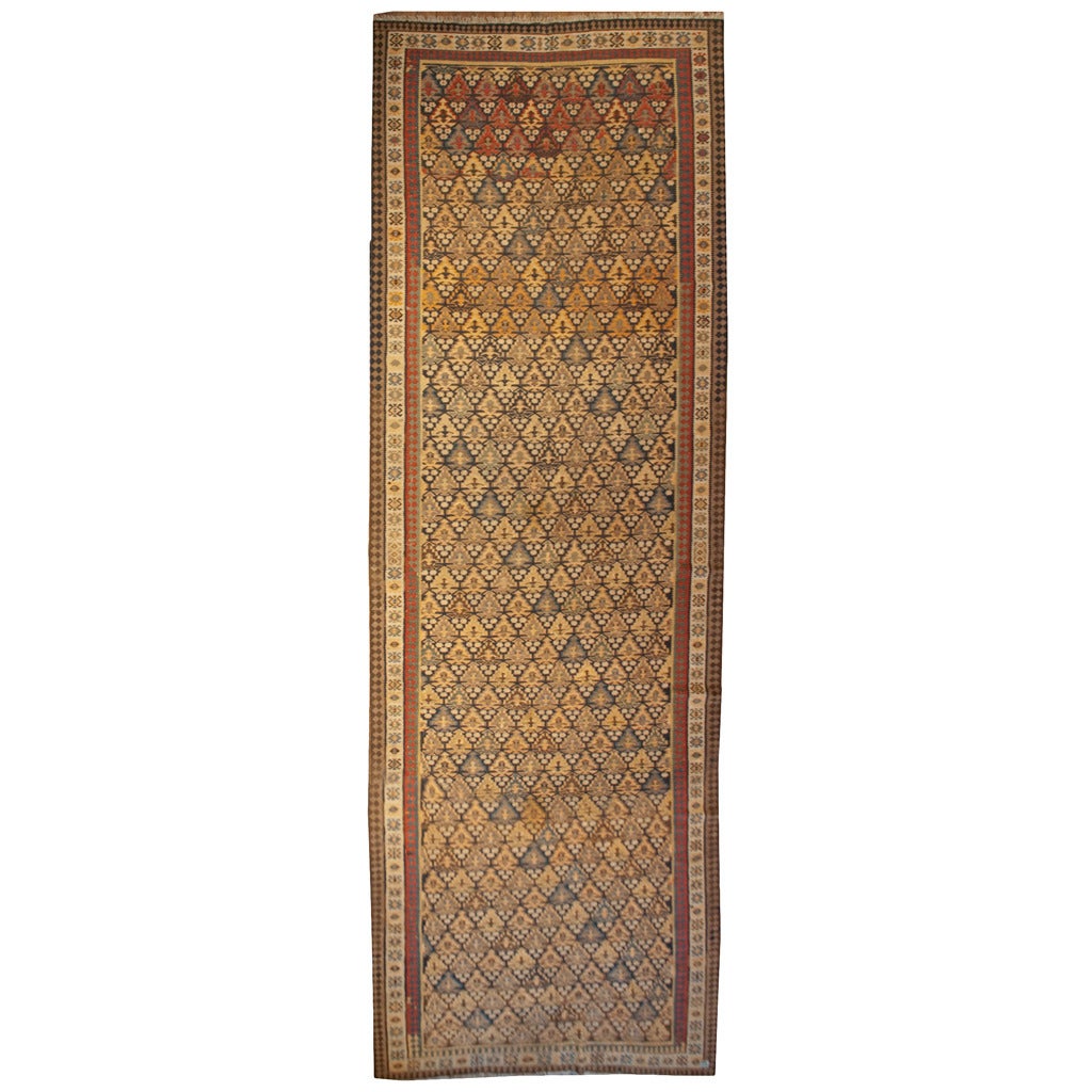 Early 20th Century Qazvin Kilim Runner For Sale