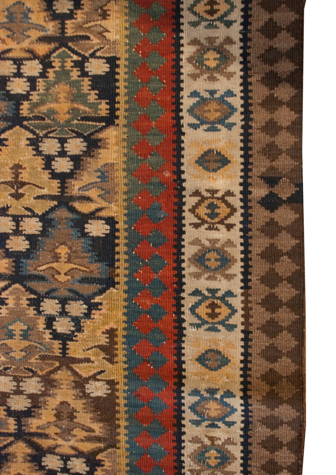 Early 20th Century Qazvin Kilim Runner For Sale