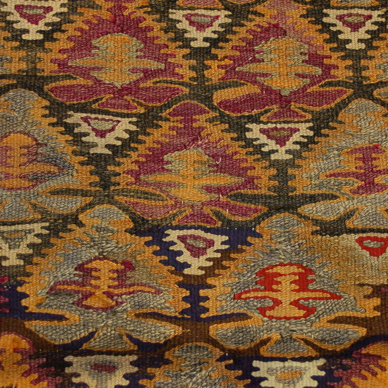 Early 20th Century Qazvin Kilim Runner For Sale