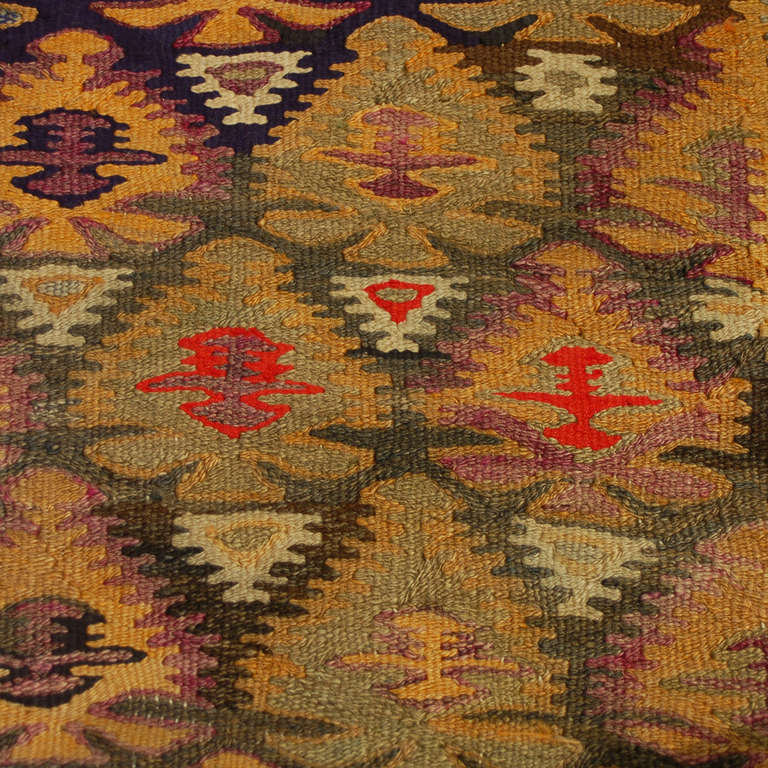 Early 20th Century Qazvin Kilim Runner For Sale
