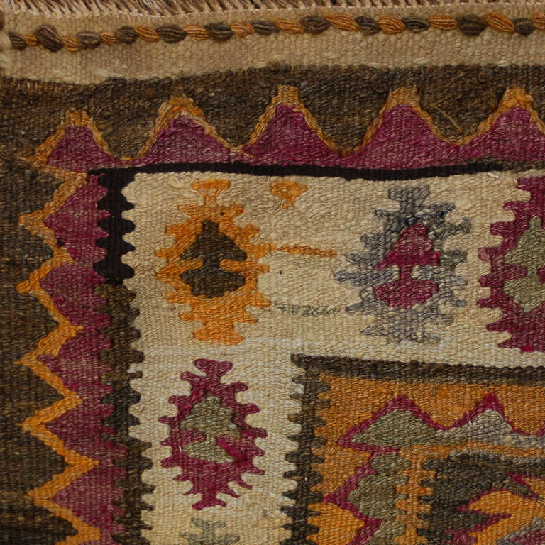 Early 20th Century Qazvin Kilim Runner For Sale
