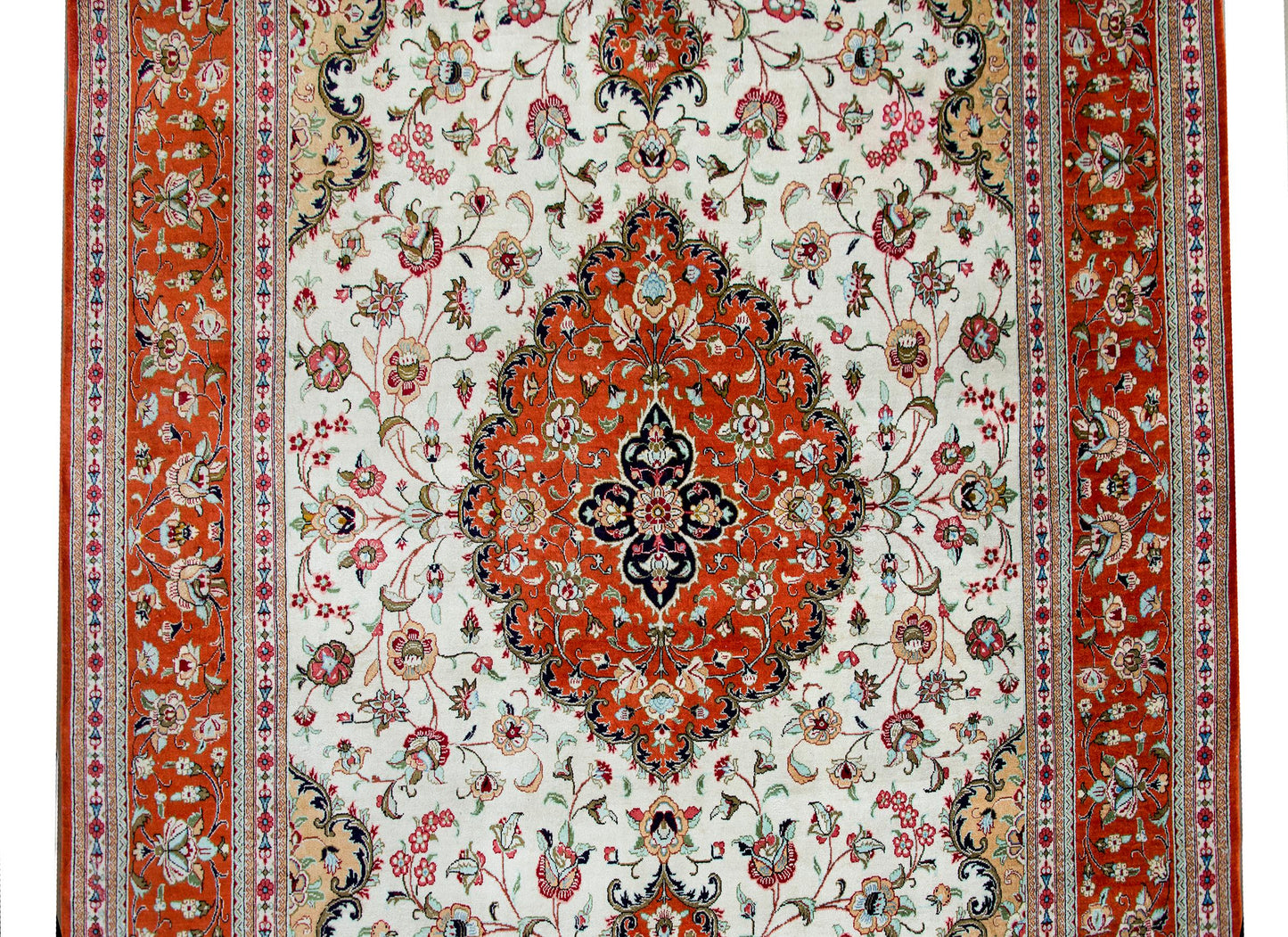 Vintage Persian Silk Qum Rug For Sale