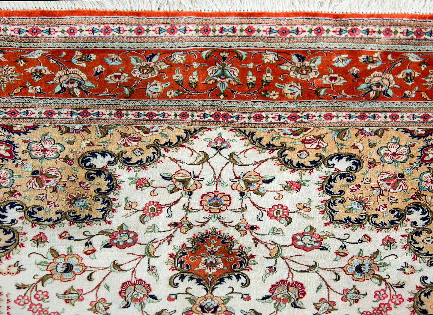 Vintage Persian Silk Qum Rug For Sale