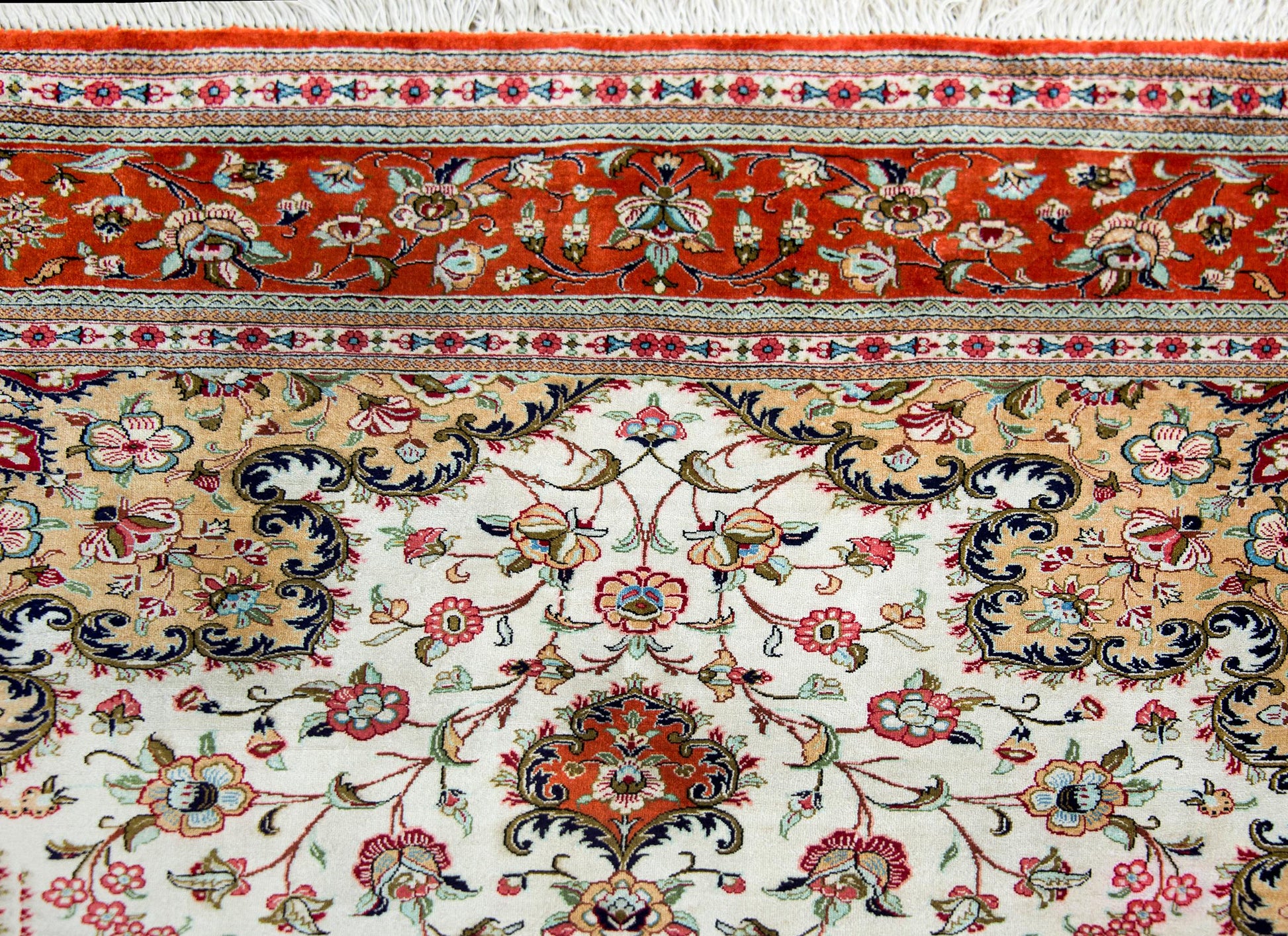 Vintage Persian Silk Qum Rug For Sale