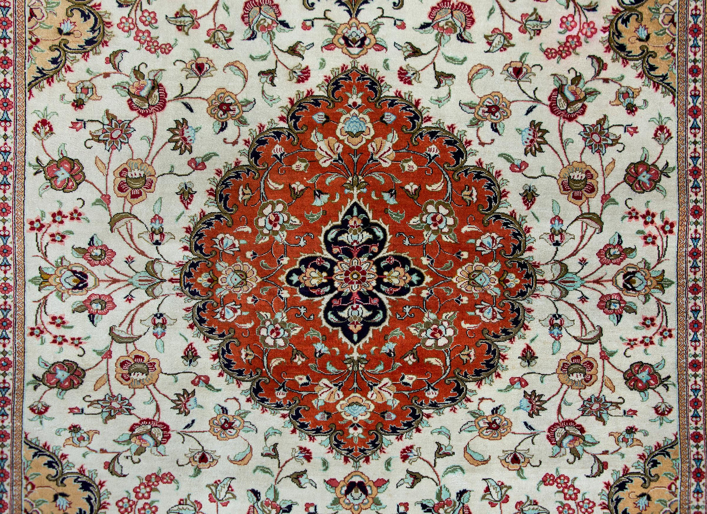 Vintage Persian Silk Qum Rug For Sale