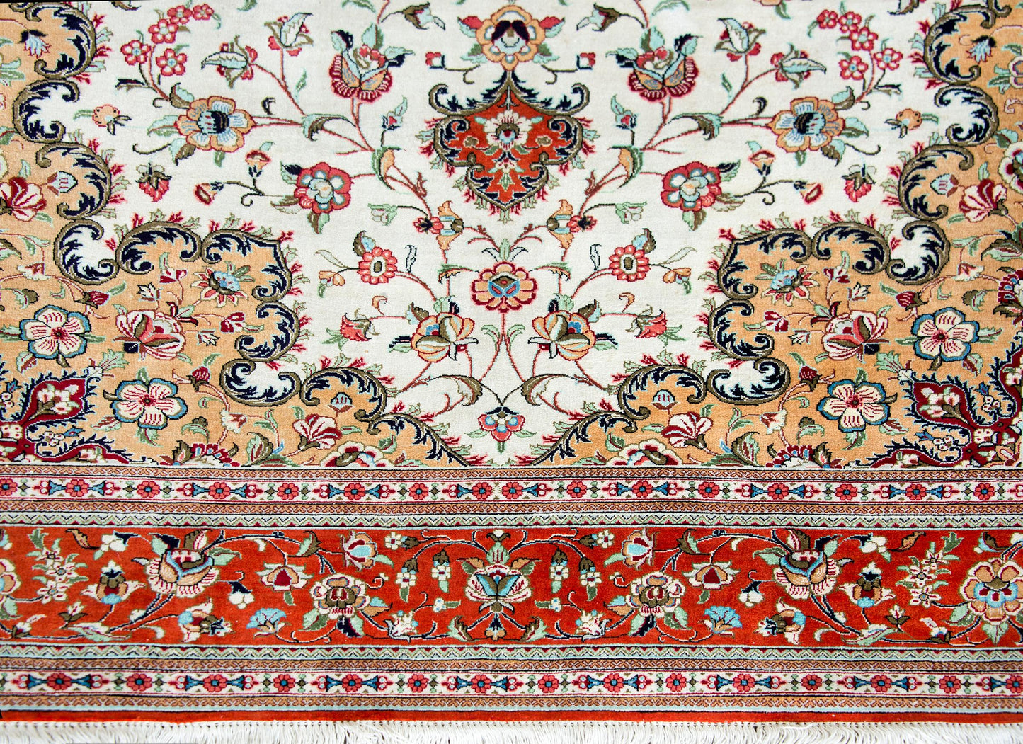 Vintage Persian Silk Qum Rug For Sale