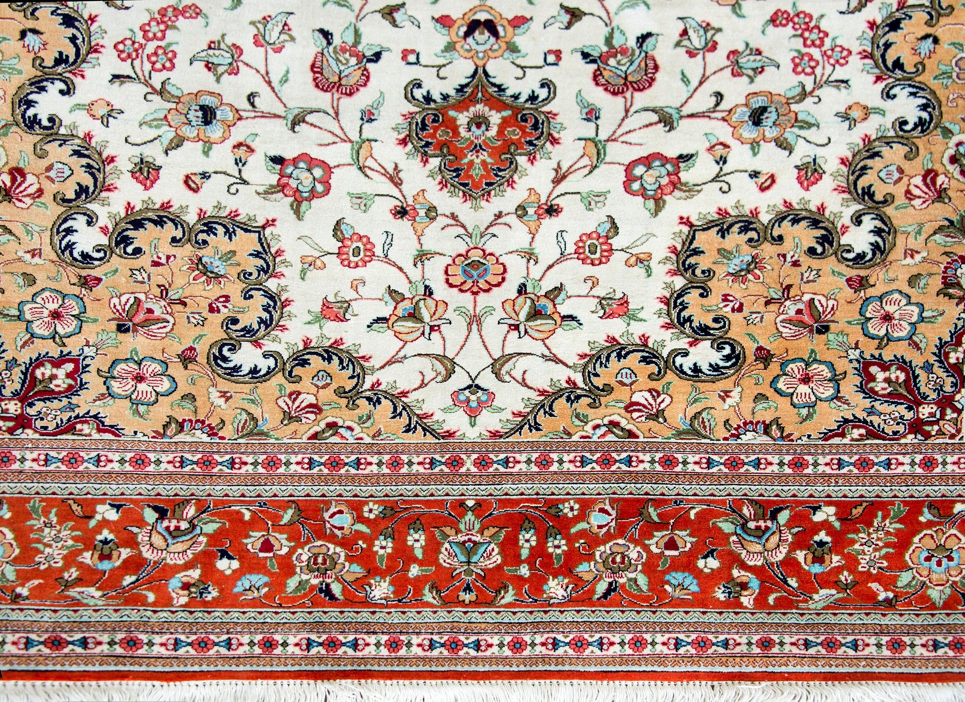 Vintage Persian Silk Qum Rug For Sale