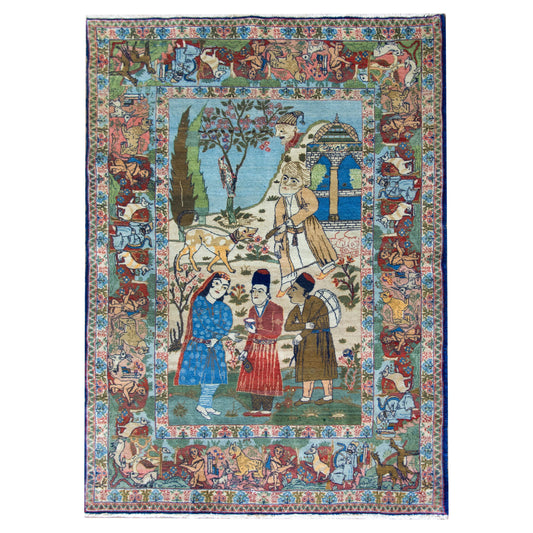 Early 20th Century Pictorial Isfahan Rug For Sale