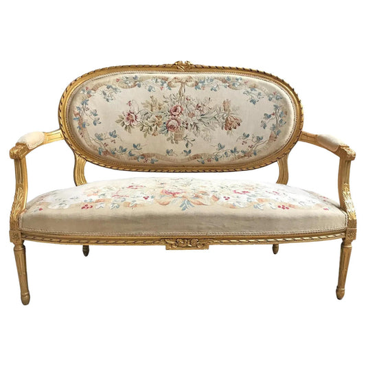 19th Century French Louis XVI Style Settee For Sale