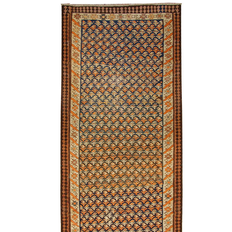 Early 20th Century Persian Veramin Kilim Runner For Sale
