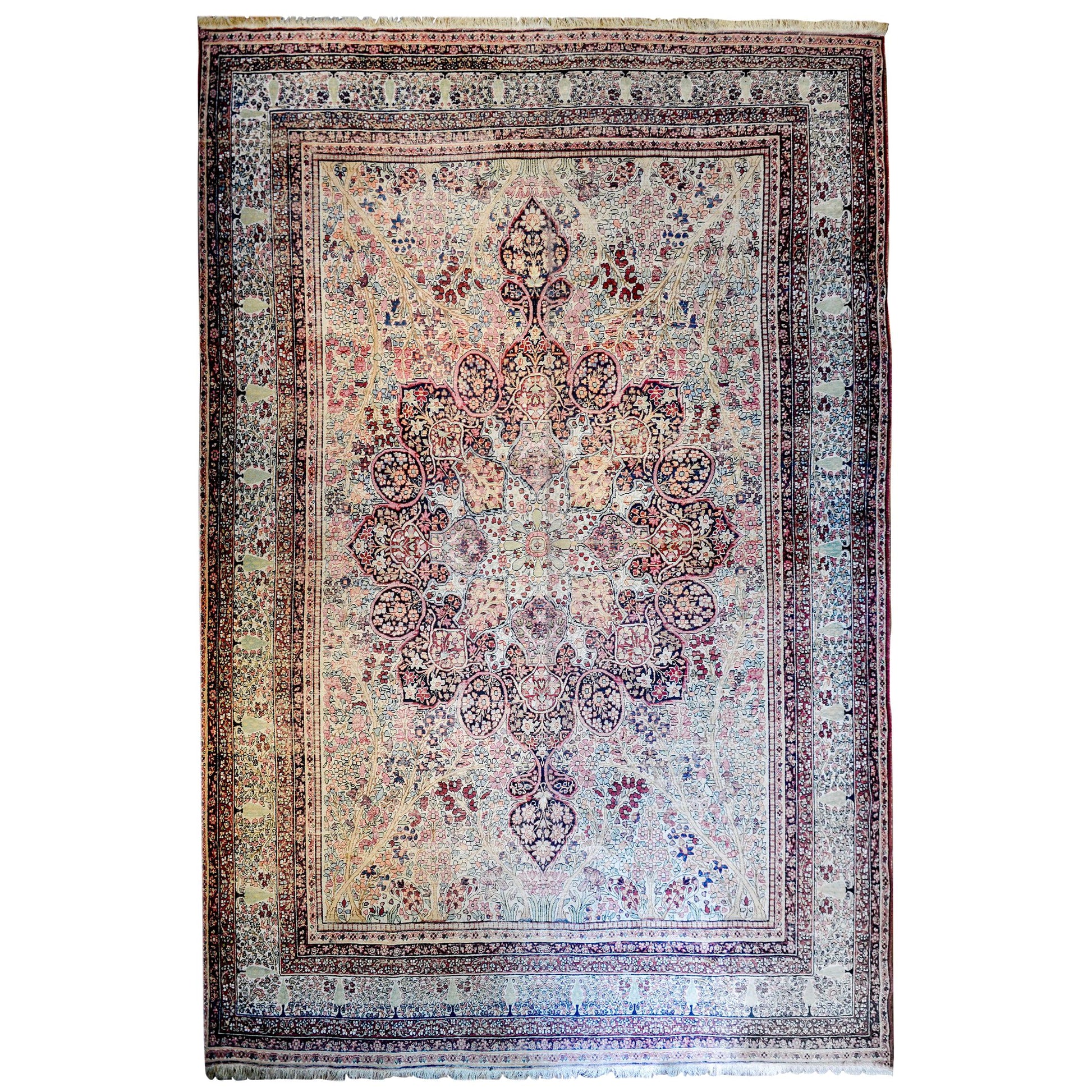 Incredible Early 20th Century Lavar Kirman Rug For Sale