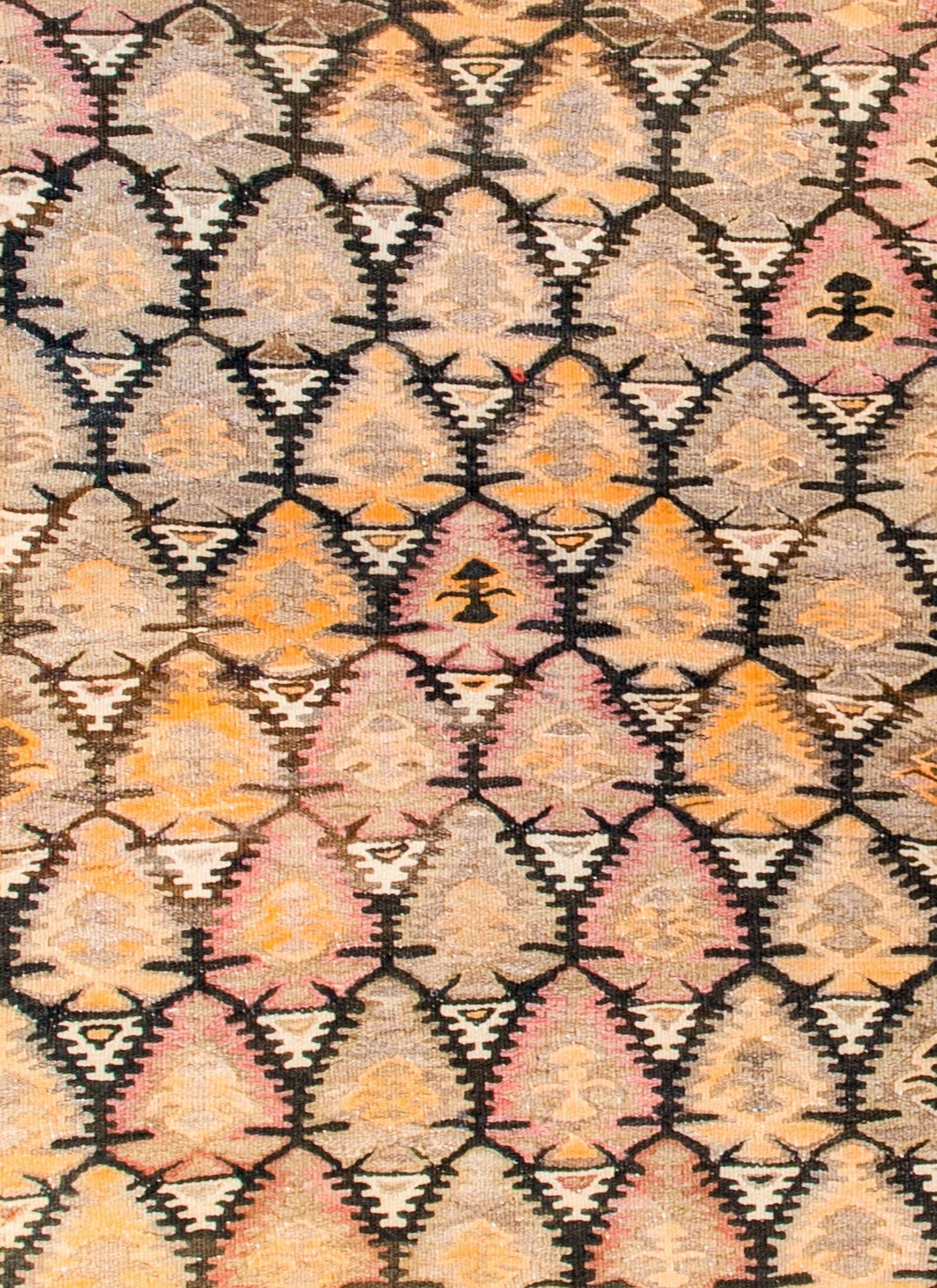 Beautiful Mid-20th Century Qazvin Kilim Rug For Sale