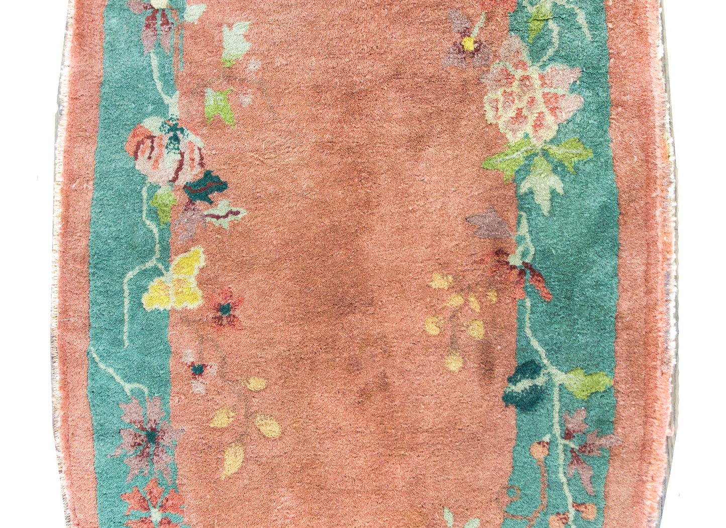 Early 20th Century Chinese Oval Art Deco Rug For Sale