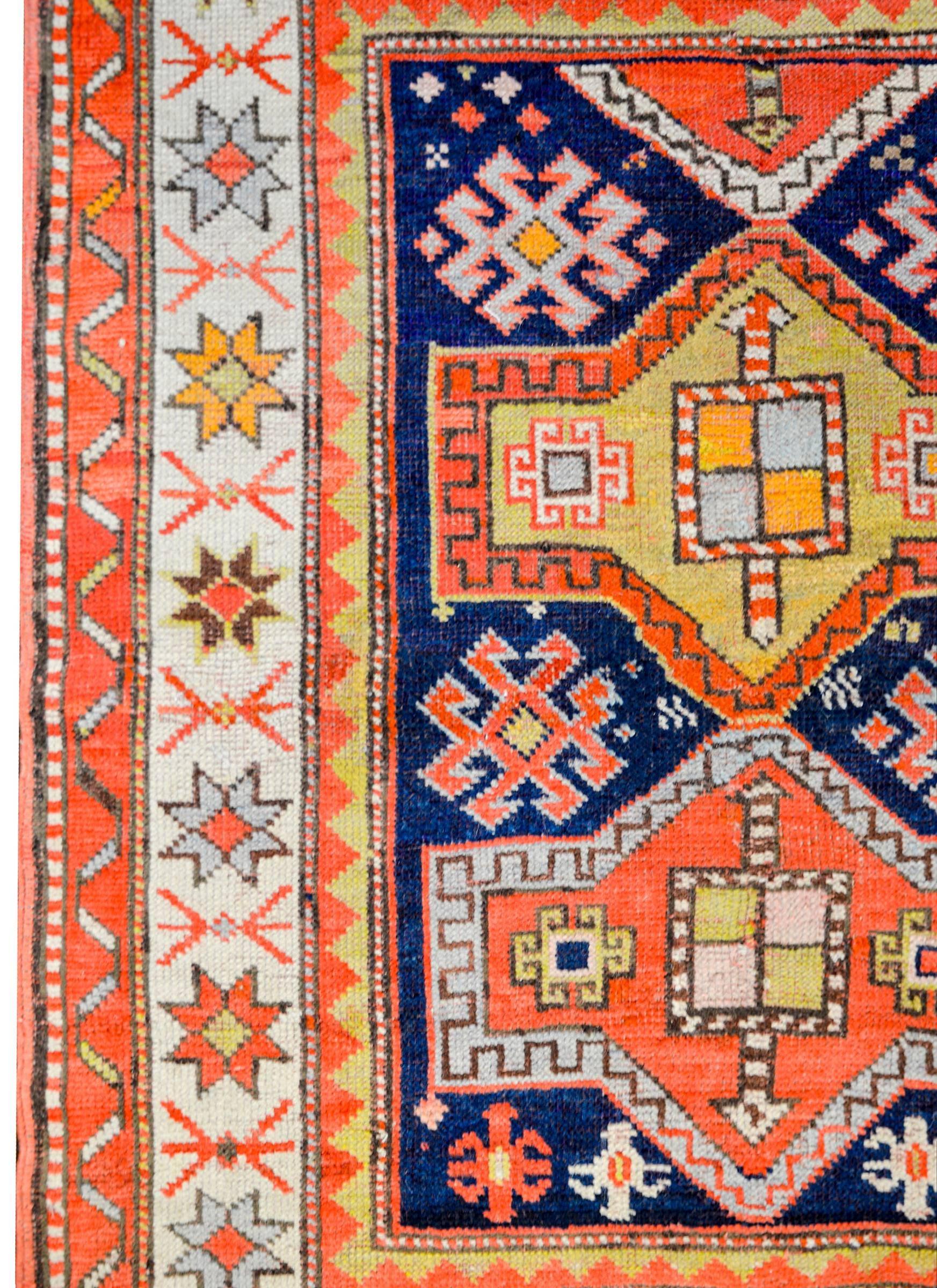 Antique 19th Century Kazak Rug For Sale