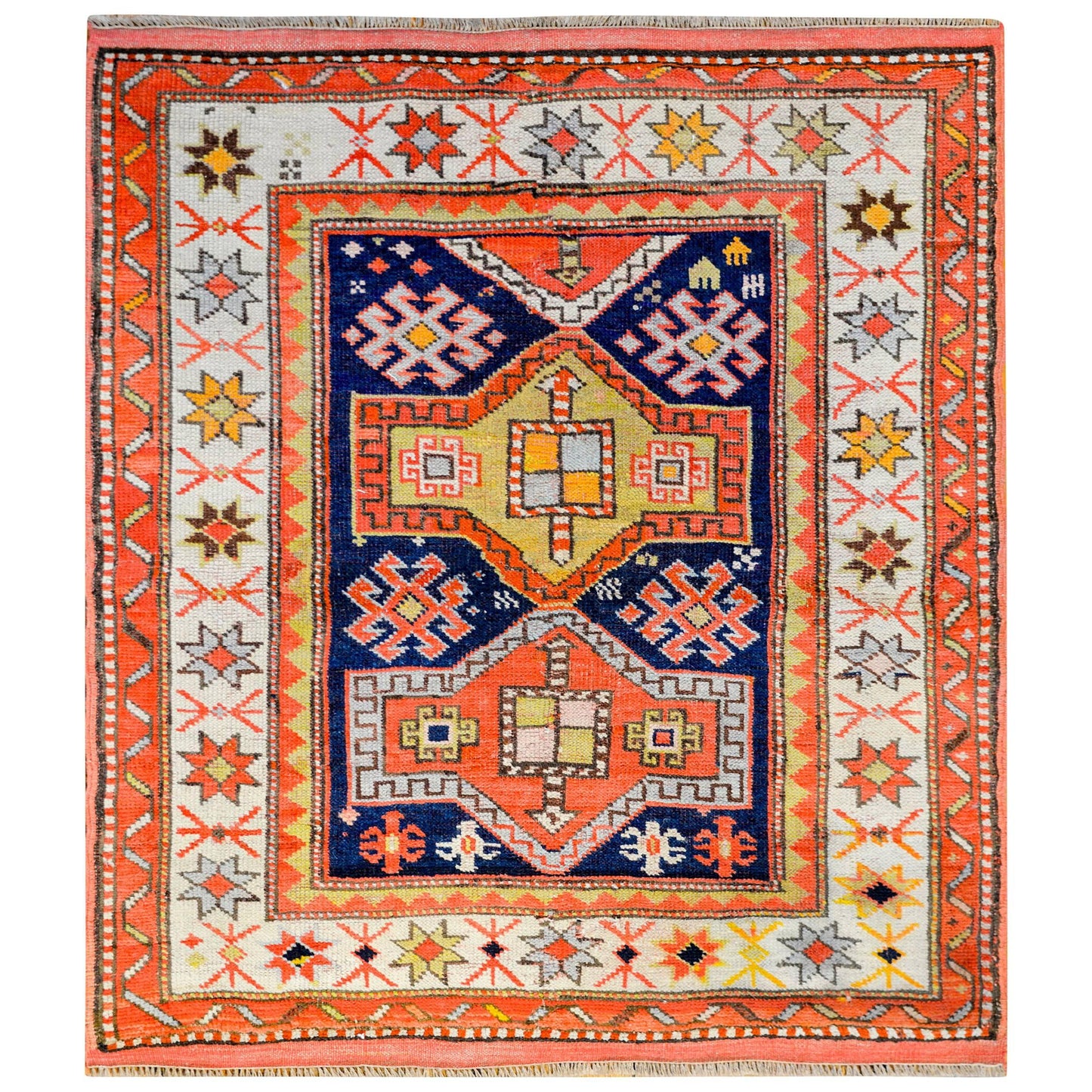 Antique 19th Century Kazak Rug For Sale