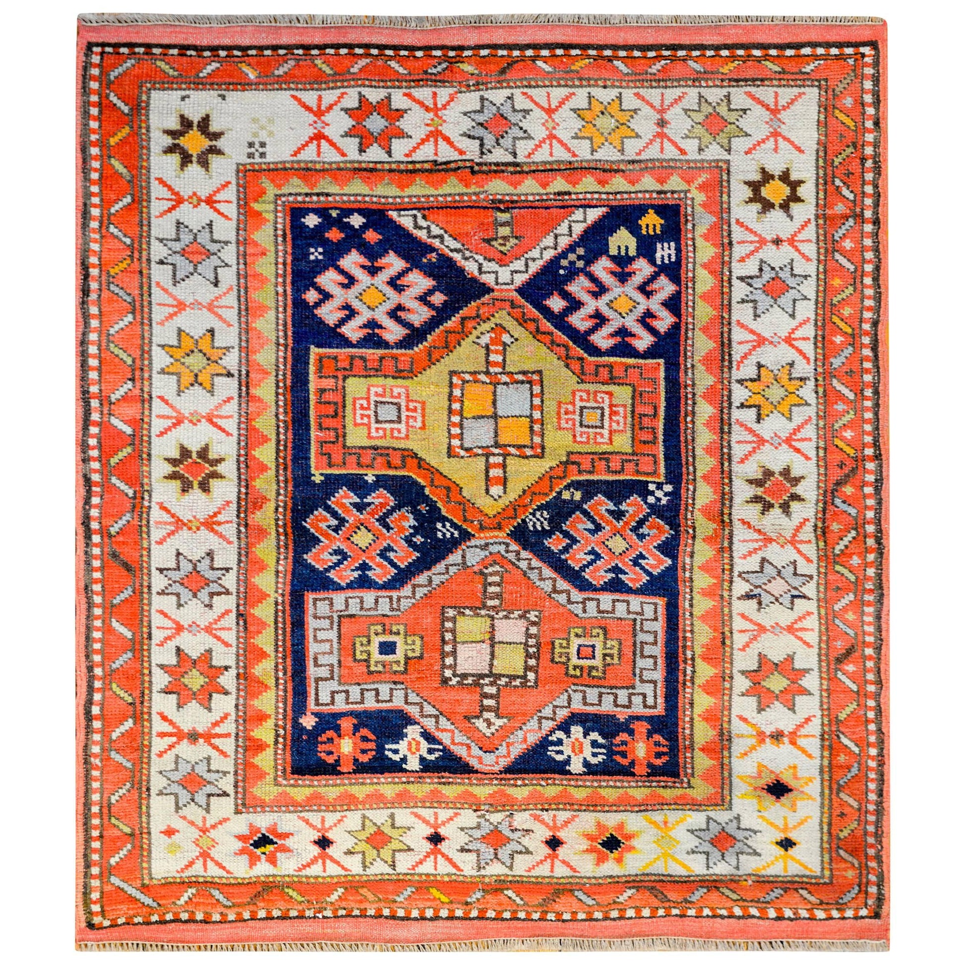 Antique 19th Century Kazak Rug For Sale