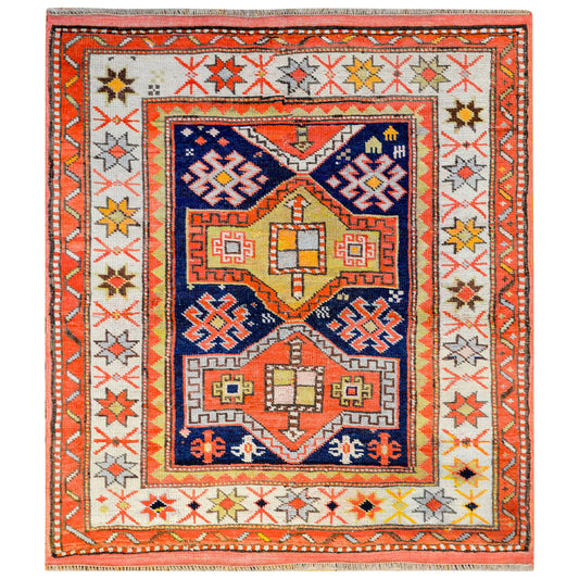 Antique 19th Century Kazak Rug For Sale