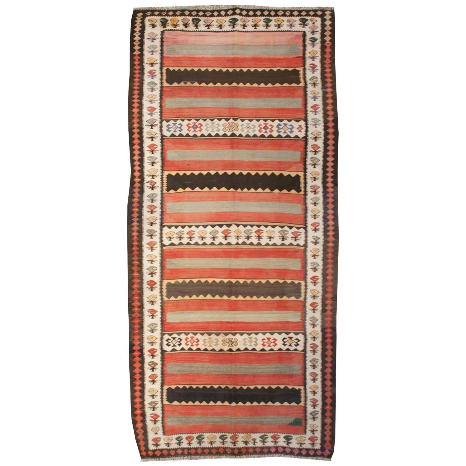 Bold Early 20th Century Zarand Kilim Runner For Sale