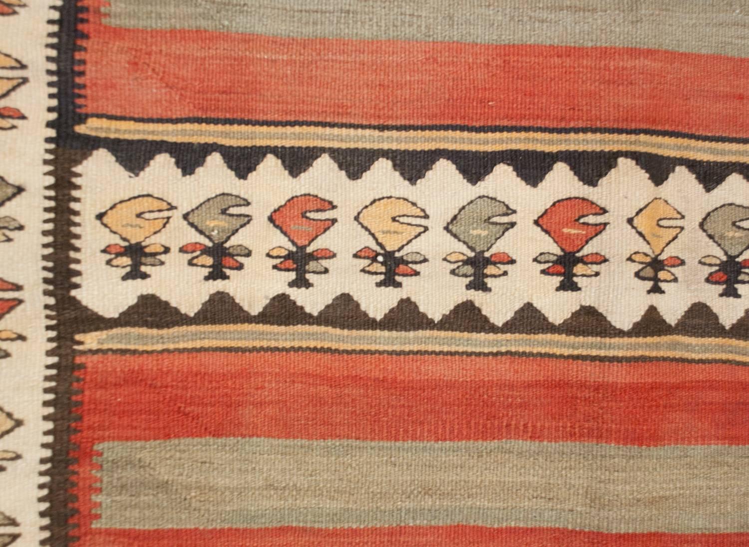 Bold Early 20th Century Zarand Kilim Runner For Sale