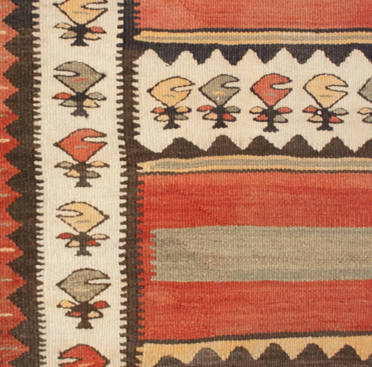Bold Early 20th Century Zarand Kilim Runner For Sale