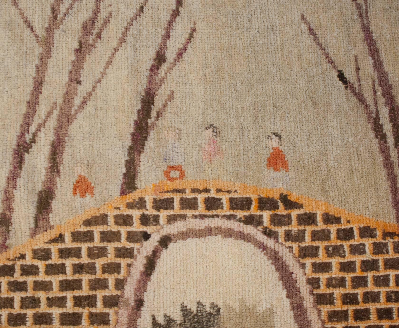 Mid-20th Century Pictorial Khotan Rug For Sale