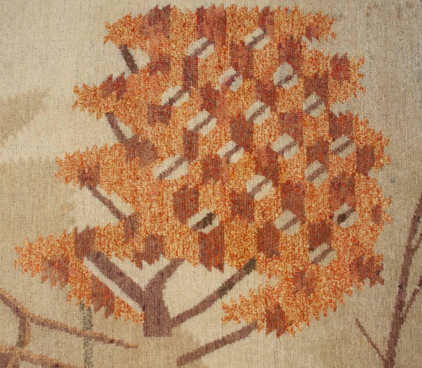 Mid-20th Century Pictorial Khotan Rug For Sale