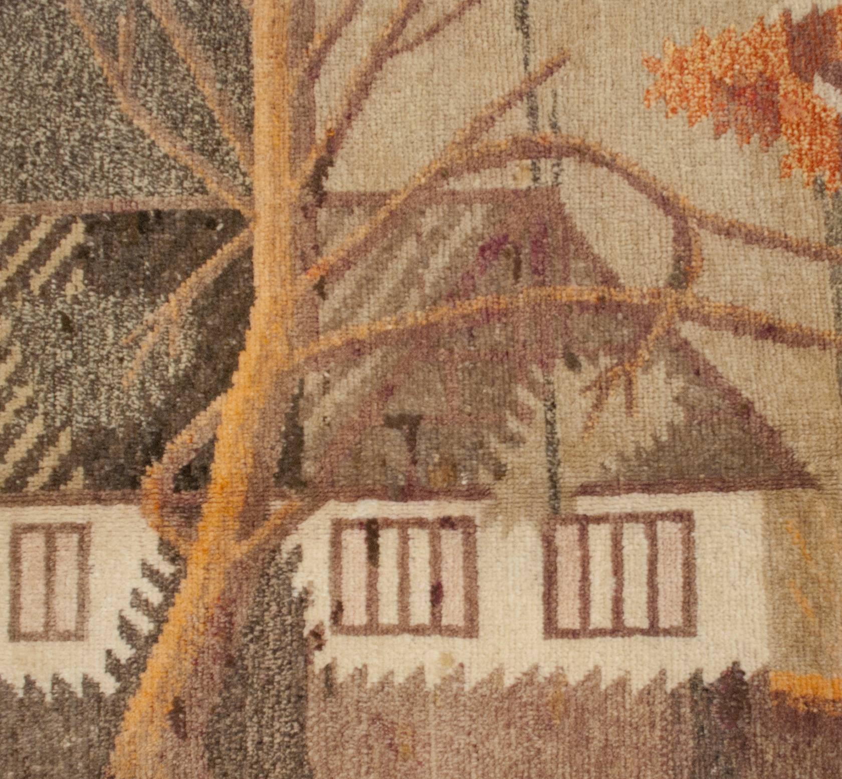 Mid-20th Century Pictorial Khotan Rug For Sale