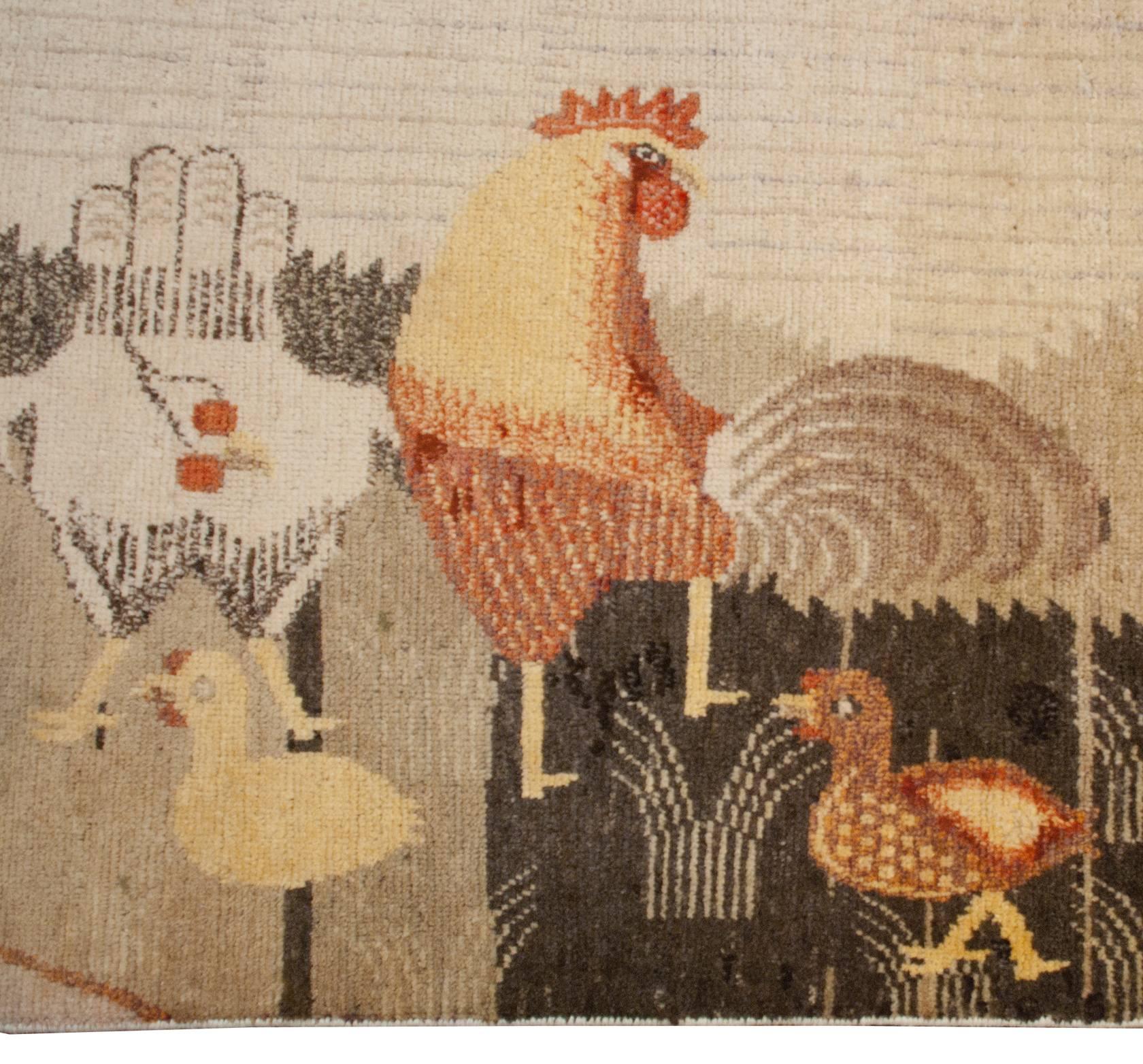 Mid-20th Century Pictorial Khotan Rug For Sale