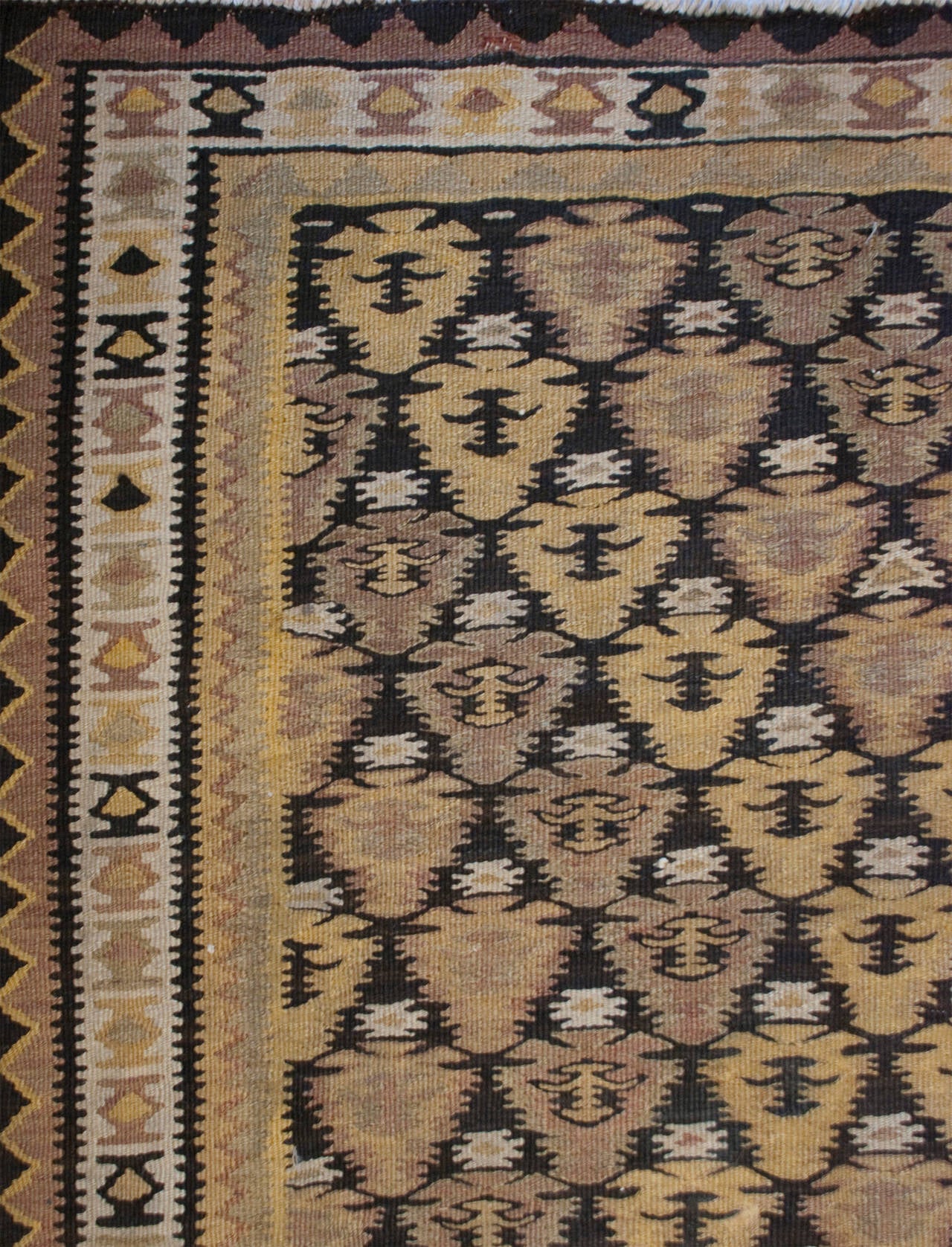 Early 20th Century Qazvin Kilim Runner For Sale